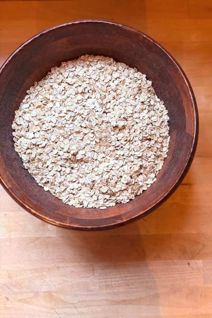 Large bowl of rolled oats for granola