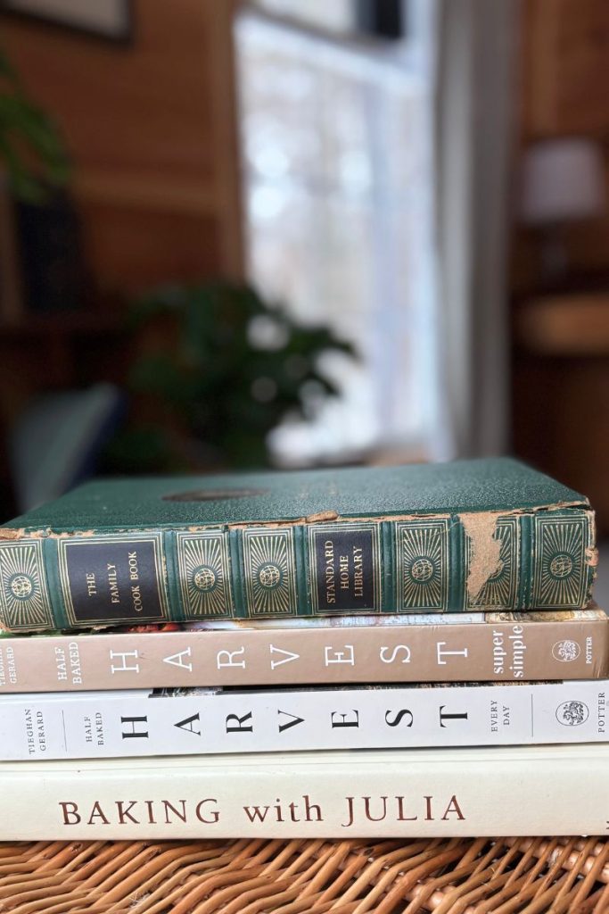 Stack of cookbooks for meal planning