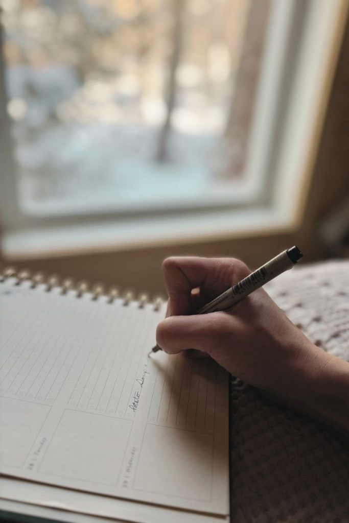 Writing the meals down in a planner