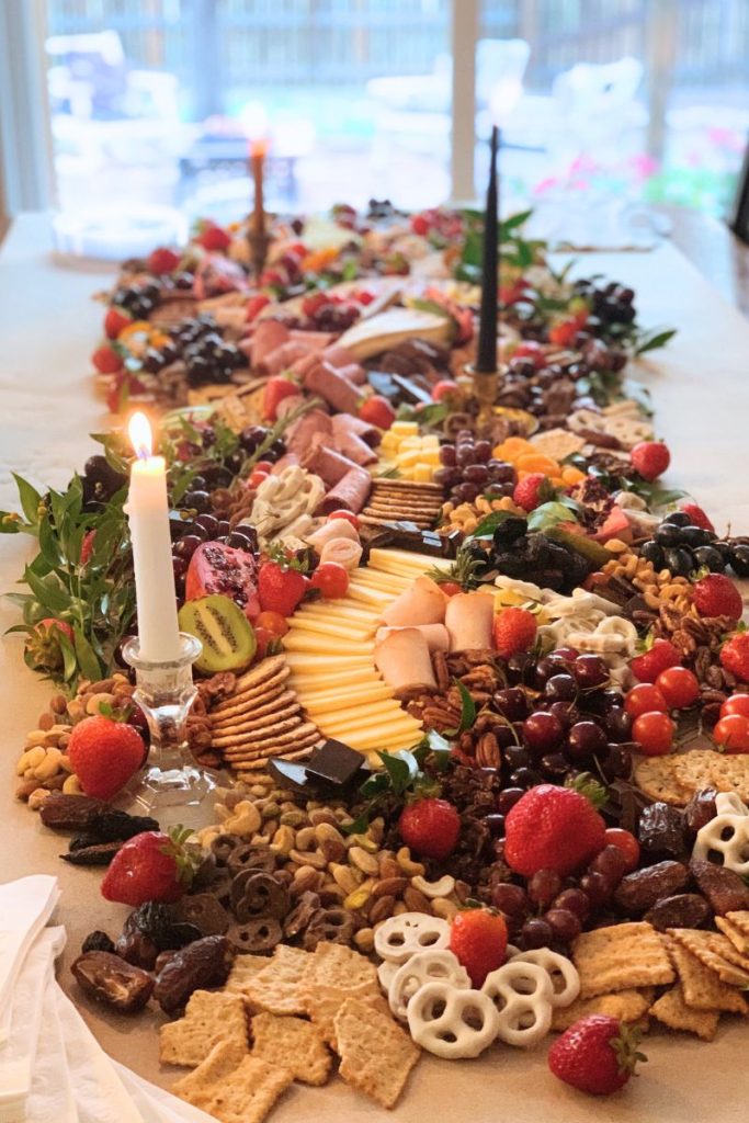 Large charcuterie table scape for event that covers entire table